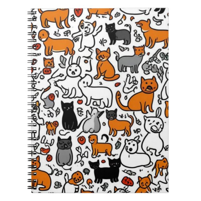 Cartoon Cats & Doodles Notebook Notizblock (Vorderseite)