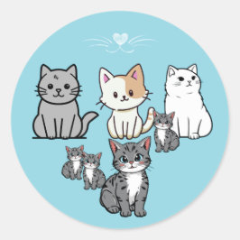 Cartoon Cats Runder Aufkleber