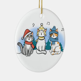 Cartoon Cats singen ein fröhliches Weihnachtslied Keramik Ornament