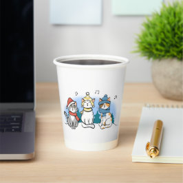 Cartoon Cats Singen Weihnachtslieder Pappbecher