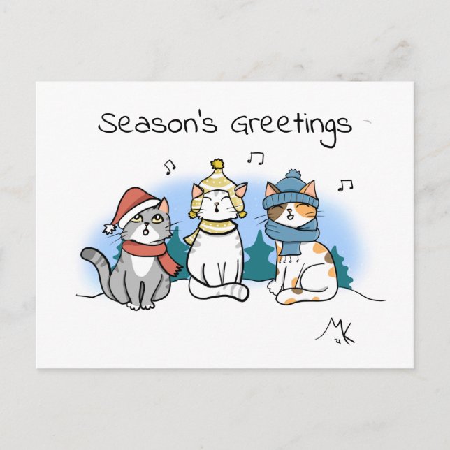 Cartoon Cats Weihnachts-Frohe Festtage Feiertagspostkarte (Vorderseite)