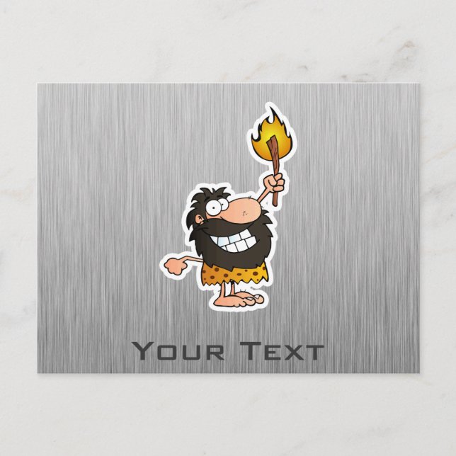 Cartoon Caveman; Metallaussehen Postkarte (Vorderseite)