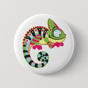 Cartoon Chameleon Button
