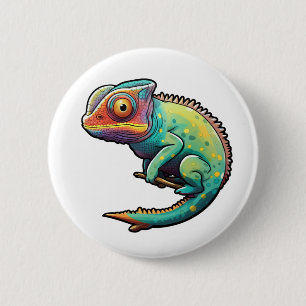 Cartoon Chameleon Button