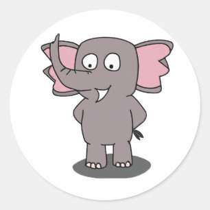 Cartoon Character Elephant Runder Aufkleber