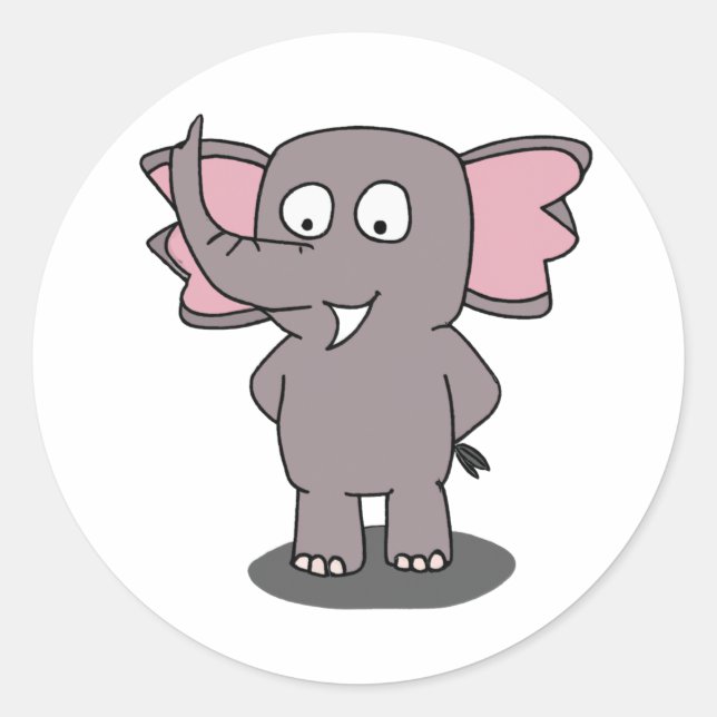 Cartoon Character Elephant Runder Aufkleber (Vorderseite)