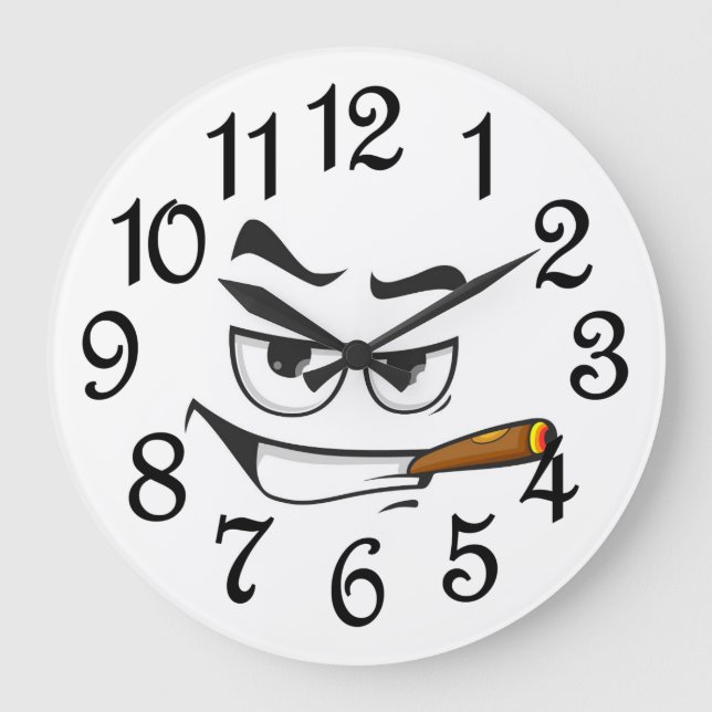 Cartoon Character Face Große Wanduhr (Vorderseite)
