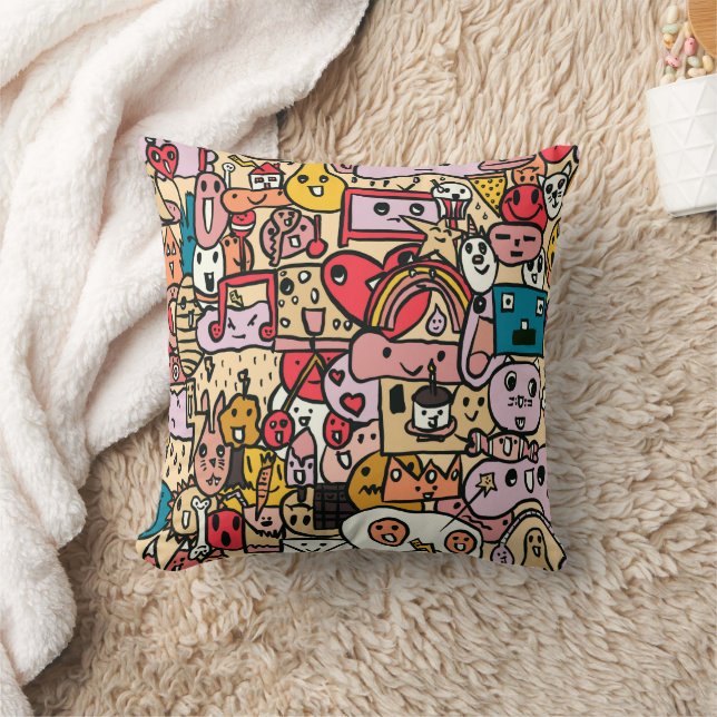 Cartoon Character Hand Drass Muster Kids Kissen (Decke)