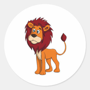 Cartoon Character Lion Runder Aufkleber