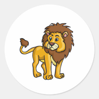Cartoon Character Lion Runder Aufkleber