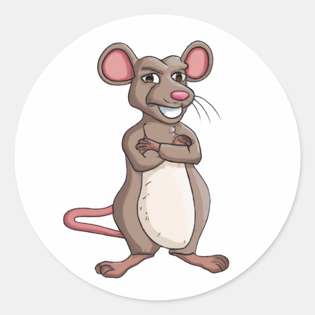 Cartoon Character Mouse Runder Aufkleber (Vorderseite)