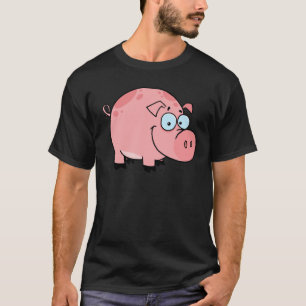 Cartoon-Charakter-glückliches Schwein T-Shirt