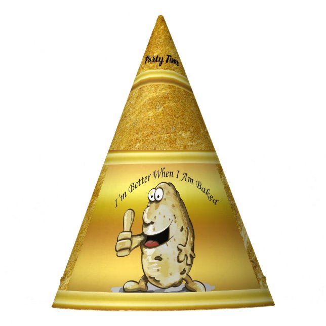 Cartoon-Charakter Kartoffel mit großen Augen 1 Partyhütchen (Vorderseite)