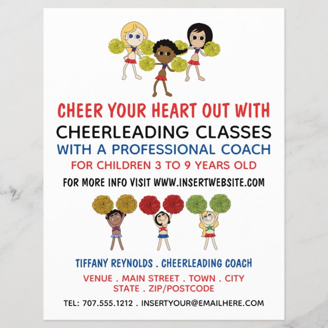 Cartoon Cheerleader Design, Chefklasse Flyer (Vorne)