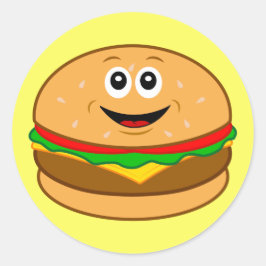 Cartoon Cheeseburger Runder Aufkleber