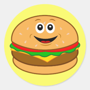 Cartoon Cheeseburger Runder Aufkleber