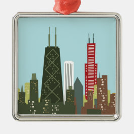 Cartoon Chicago Silbernes Ornament