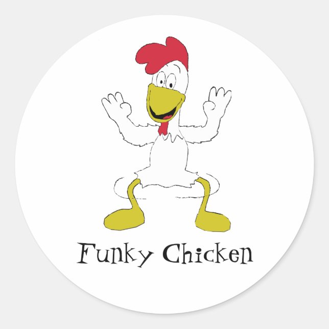 Cartoon Chicken Dance Classic Round Sticker (Vorderseite)