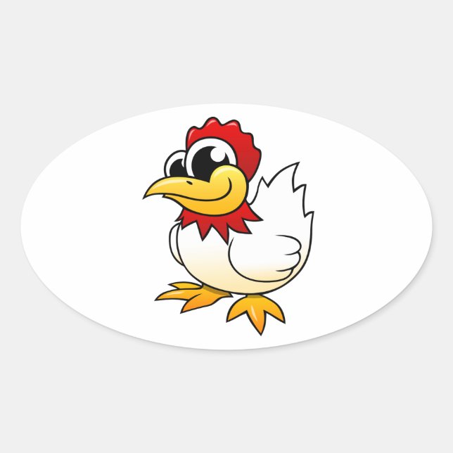 Cartoon Chicken Ovaler Aufkleber (Vorderseite)