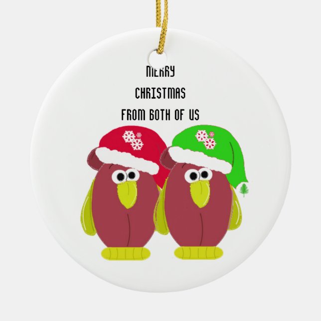 Cartoon Chickens in Santa Hats Keramikornament (Vorne)