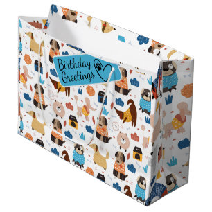 Cartoon chien fou sans couture motif grand sac cad
