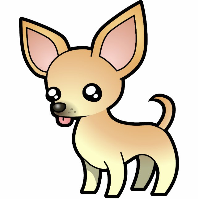 Cartoon Chihuahua (glatter Mantel) Fotoskulptur Magnet (Vorne)
