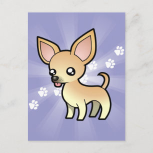 Cartoon Chihuahua (glatter Mantel) Postkarte