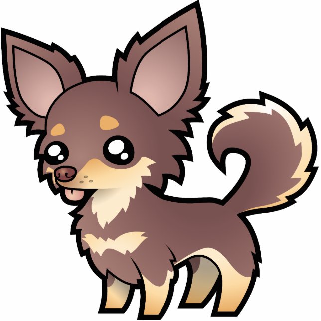 Cartoon Chihuahua (langer Mantel) Fotoskulptur Magnet (Vorne)