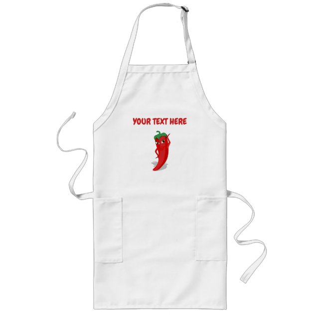 Cartoon Chili Pepper With Custom Text Lange Schürze (Vorne)