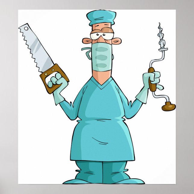 Cartoon Chirurg Poster (Vorne)