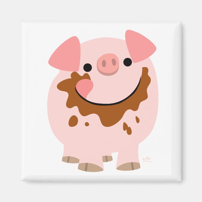 Cartoon Chocolate Pig Magnet (Vorne)