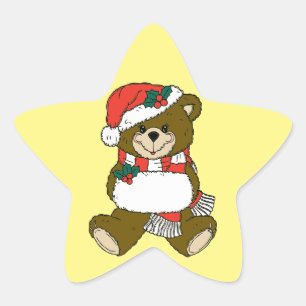 Cartoon Christmas Animal Teddy Bären Art Stern-Aufkleber