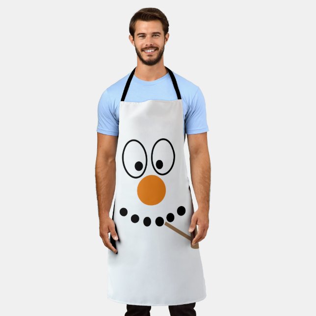Cartoon Christmas Snowman Face Schürze (Getragen)