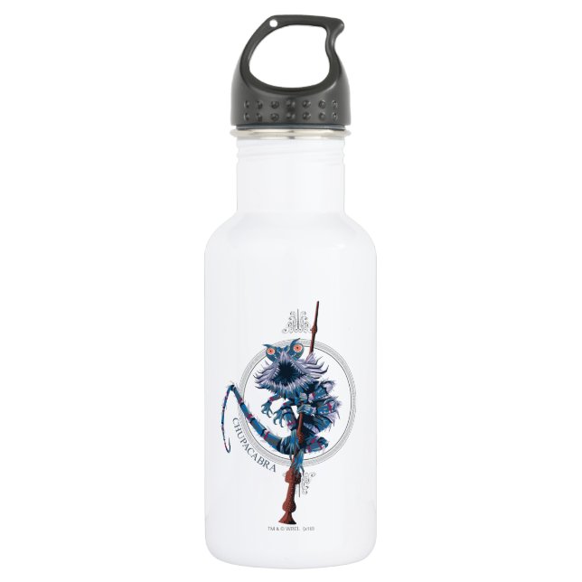 Cartoon Chupacabra & Elder Wand Edelstahlflasche (Vorderseite)