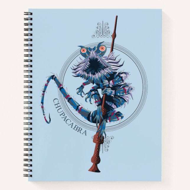 Cartoon Chupacabra & Elder Wand Notizbuch (Vorderseite)