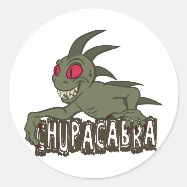 Cartoon Chupacabra Runder Aufkleber (Vorderseite)