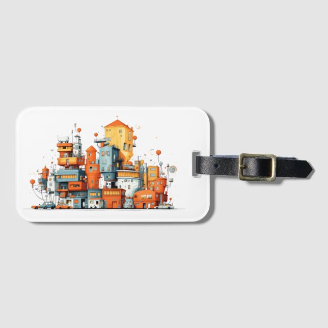 Cartoon City animierte Gepäckmarke - Farbenfrohe S Gepäckanhänger (Vorderseite (Horizontal))