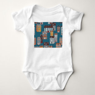 Cartoon City Vintag Wallpaper Baby Strampler