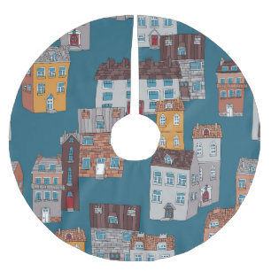 Cartoon City Vintag Wallpaper Polyester Weihnachtsbaumdecke