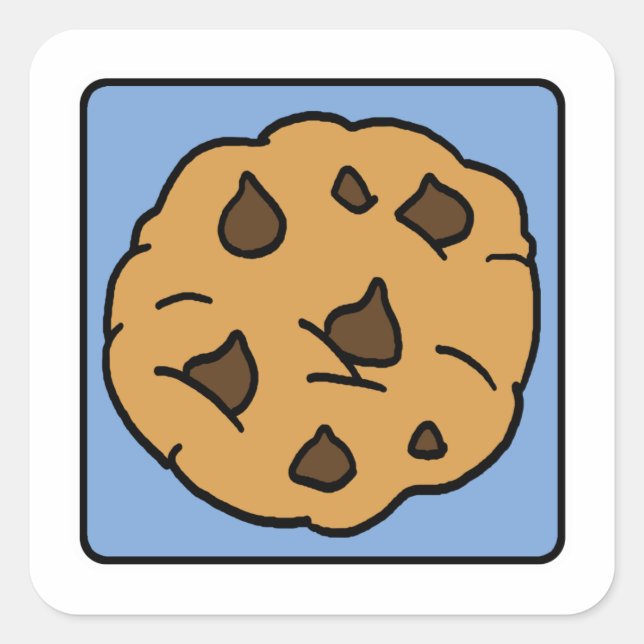 Cartoon Clip Art Chocolate Chip Cookie Dessert Quadratischer Aufkleber (Vorderseite)