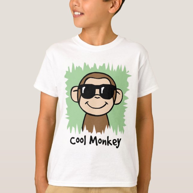 Cartoon Clip Art Cooler Affe mit Sonnenbrille T-Shirt (Vorderseite)