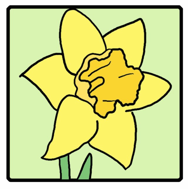 Cartoon Clip Art Daffodil Spring Garden Flower Freistehende Fotoskulptur (Vorne)