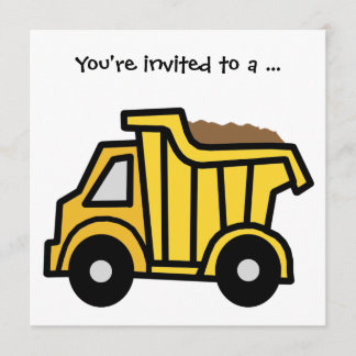 Cartoon Clip Art Dump Truck Boy Geburtstagsparty Einladung