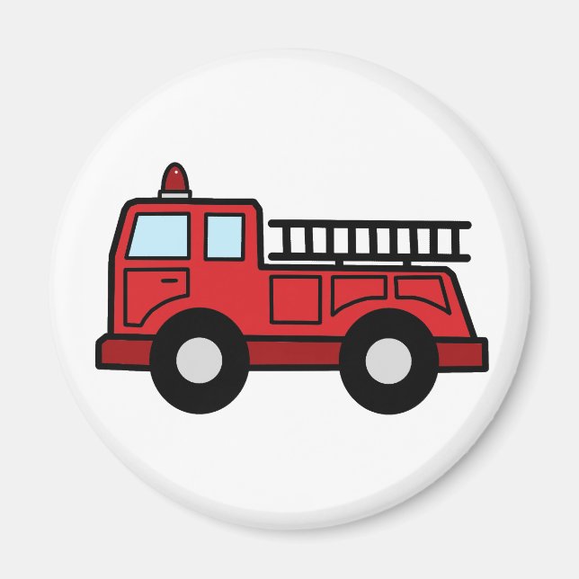 Cartoon Clip Art Firetruck Emergency Vehicle Truck Magnet (Vorne)