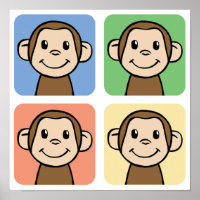 Cartoon Clip Art mit 4 glücklichen Affen