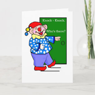 Cartoon Clown Knock Knock Joke Birthday Karte