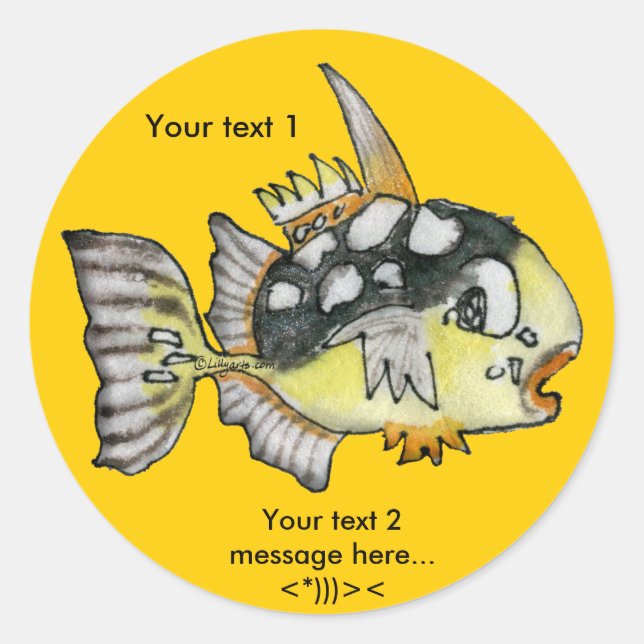 Cartoon Clown Trigger Fish Design Custom Sticker (Vorderseite)