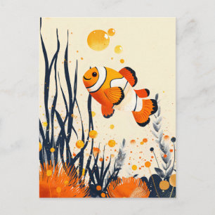 Cartoon Clownfish im Korallenriff Postkarte