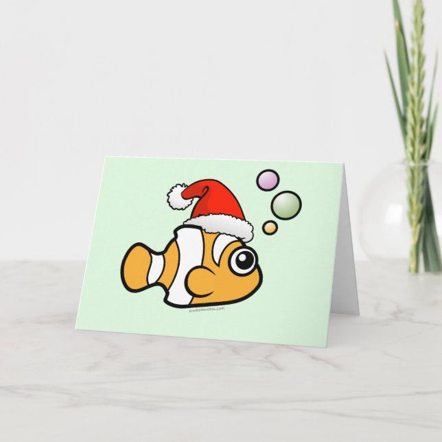 Cartoon Clownfish Sankt Feiertagskarte (Vorderseite)