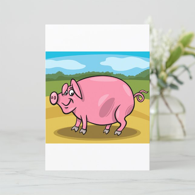 Cartoon Cochon Sur Invitations Agricoles (Créateur téléchargé)